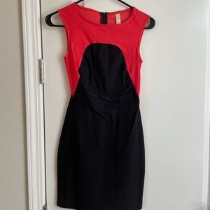 Pink and black bodycon dress